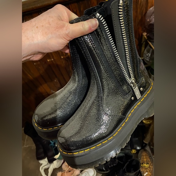 Worn 1x Dr Marten 2976 max chelsea boot distress patent USW7 w/original box FIRM - Picture 3 of 3